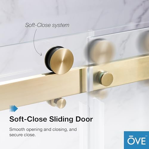 Barn Door Style Antique Gold Soft-Close Shower Door