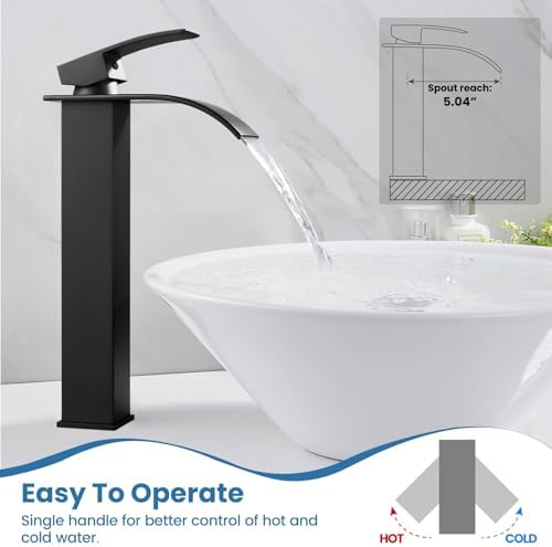 Pure Performance - Airuida Tall Waterfall Faucet Matte Black
