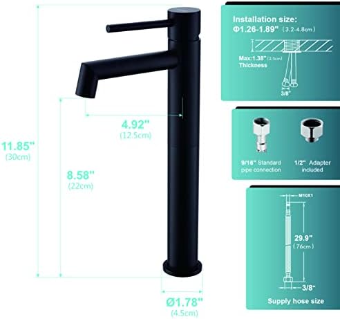DICOYA Matte Black Vessel Sink Faucet Modern Durable 304 Steel