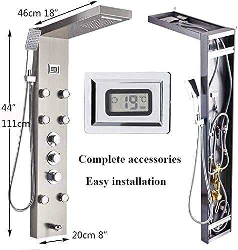Rainfall Shower Panel with Massage Jets Wall-Mounted System