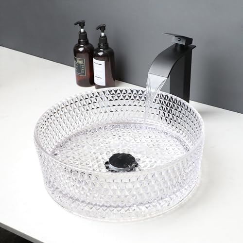 16 Inch Crystal Bathroom Sink With Faucet Drain Combo