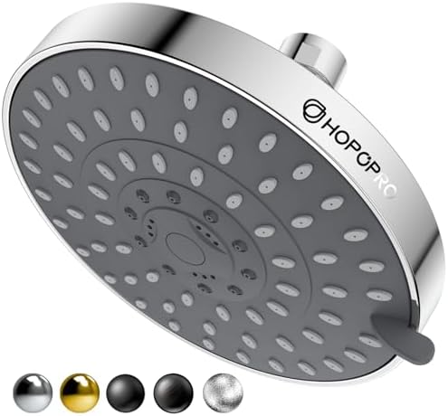 HOPOPRO 5-Mode High Pressure Shower Head 6 Inch Chrome