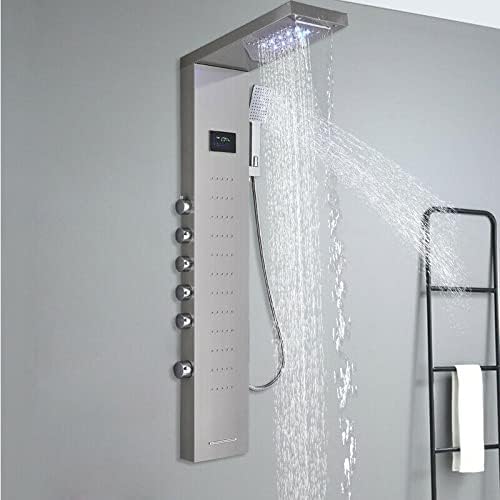 Rainfall Waterfall Shower Head with LED Light - Tower Design
