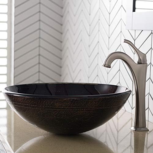 Copper Brown Vessel Sink Set with Vessel Faucet Design for Modern Bathroom