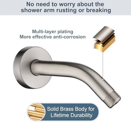 6-Inch Brass Shower Arm for Bathroom