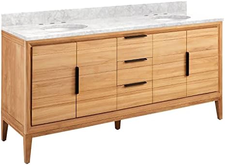 Elegant Vanity Set Solid Teak Vanity with Two Sinks