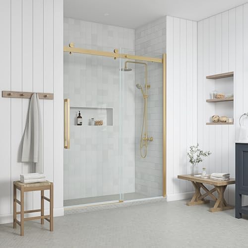 Barn Door Style Antique Gold Soft-Close Shower Door