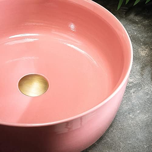 MACIUM Bathroom Boat 157 Inch Round Porcelain Sink Artistic Pink Overmount