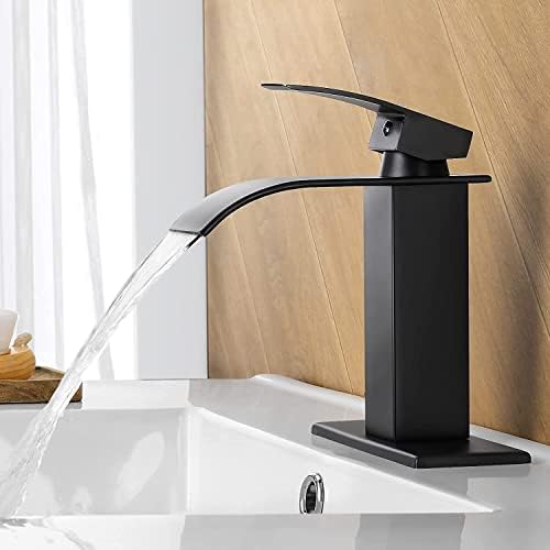 Qomolangma Ultra-Wide Single-Handle Waterfall Bathroom Faucet Matte Black