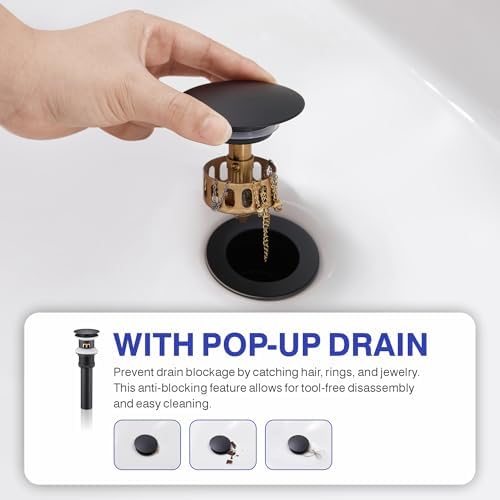 Easy bathroom sink faucet with pull down sprayer matte black single handle Kabble