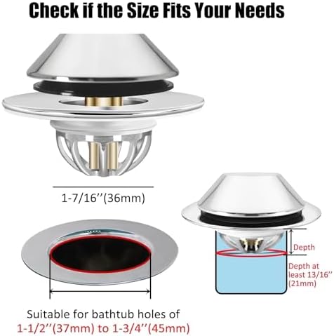 Premium Anlify Bathtub Drain Stopper Replacement for 145-18-inch Drains