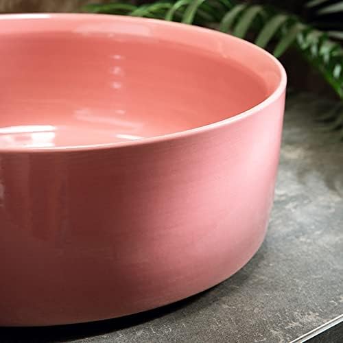 MACIUM Bathroom Boat 157 Inch Round Porcelain Sink Artistic Pink Overmount