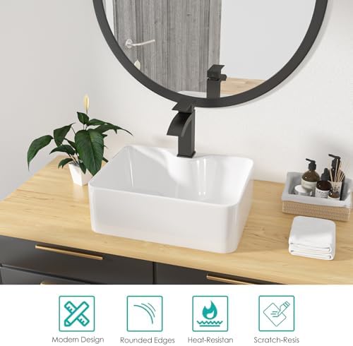 Kichae 16x12 White Bathroom Sink with Faucet Combo