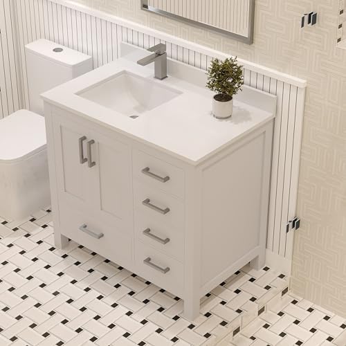 Sleek Bathroom Vanity with Soft-Closed Drawers for Efficient Storage