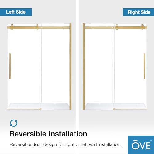 Barn Door Style Antique Gold Soft-Close Shower Door