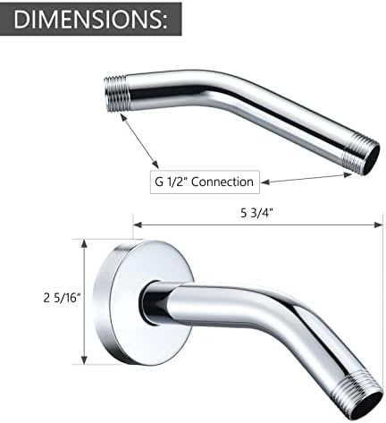 Lowcus Wall-Mounted Extendable Shower Arm with Flange 6-inch Chrome