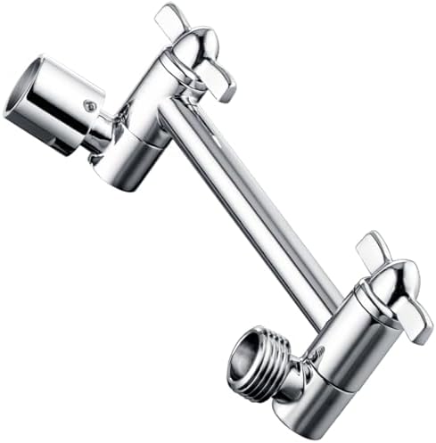 BRIGHT SHOWERS Adjustable Brass Shower Arm Extender for Rain Handheld Showers