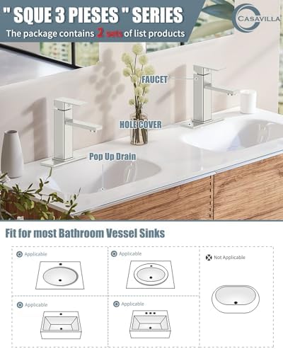 Modern Farmhouse Bathroom Faucets Set of 2 - 1-3 Hole Options