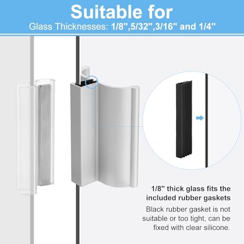 Chrome Frameless Shower Door Handle with Magnet