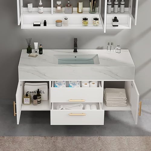 39 White Floating Vanity Set with Storage