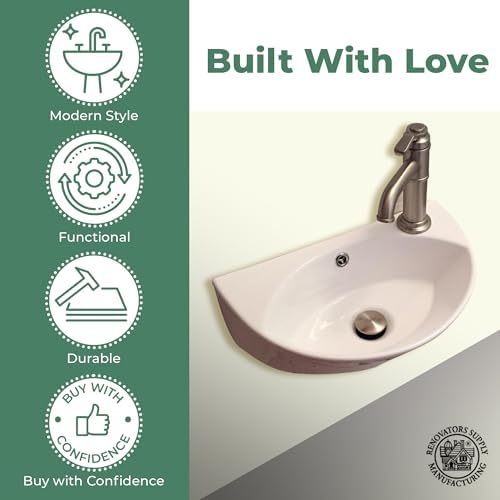 Stylish Wall-Mounted Bathroom Vessel Sink Juniper 17 In White Ceramic