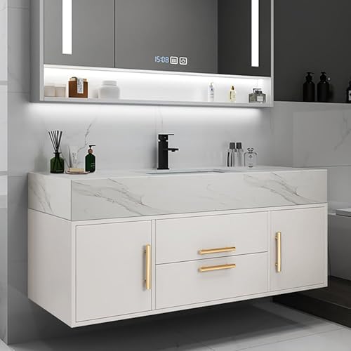 39 White Floating Vanity Set with Storage