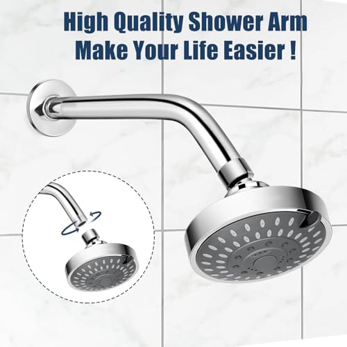 6-Inch Chrome Wall-Mounted Shower Arm by Rulnfichy