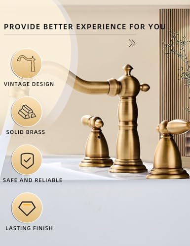 Antique GoldBlack 3-Hole Brass Faucet with Modern Handles