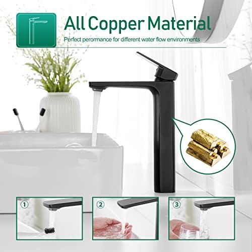VOTON Matte Black Single Handle Bathroom Faucet 45LM Chop Chip