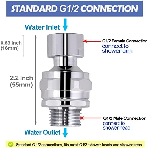 YDmeet Adjustable Swivel Ball Shower Head Adapter Brass Connector