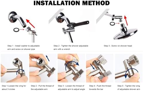 NearMoon Adjustable Chrome Shower Arm
