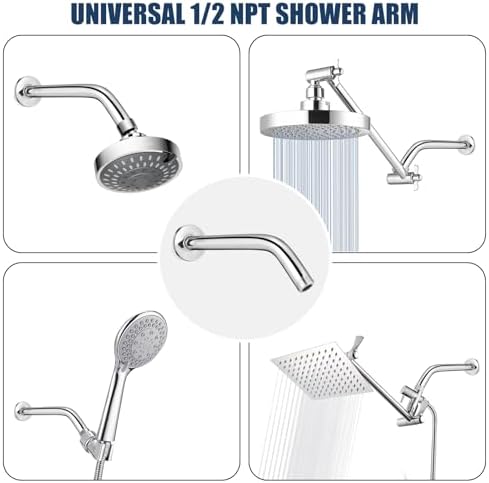 6-Inch Chrome Wall-Mounted Shower Arm by Rulnfichy
