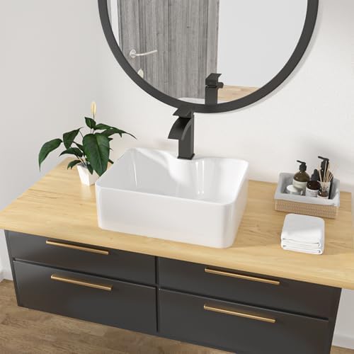 Kichae 16x12 White Bathroom Sink with Faucet Combo