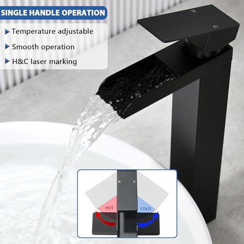 RainMAX RainCatch Full Flow Waterfall Faucet RV Bath Compatible Matte Black