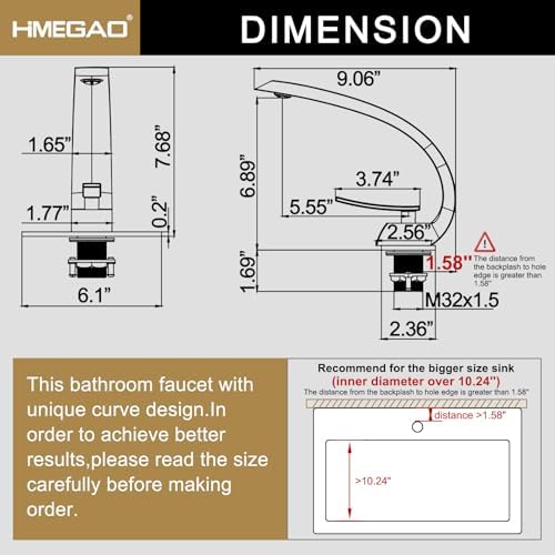 Modern Brushed Gold Bathroom Faucet with 1 or 3 Hole Mount
