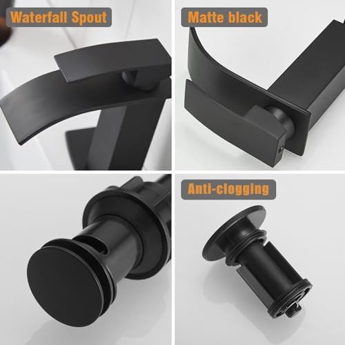 Hoimpro Black Waterfall Faucet