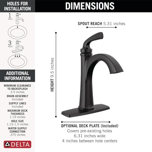 Digitalvoilet 360 Matte Black Bathroom Faucet lifetime