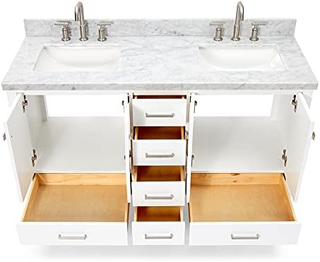 Ariel 61 White Double Bathroom Vanity with italian marble and soft-close features