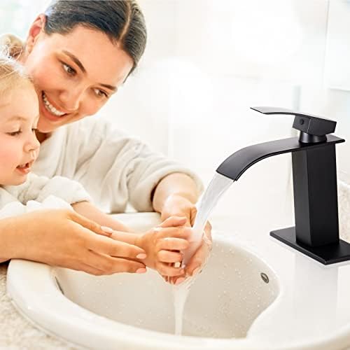 Qomolangma Ultra-Wide Single-Handle Waterfall Bathroom Faucet Matte Black