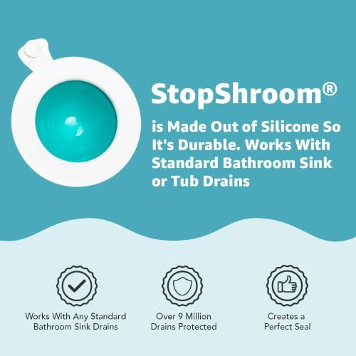 StopShroom The Ultimate Universal Drain Stopper Plug for Bathrooms Kitchens White