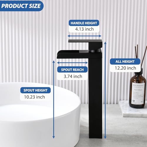 RainMAX RainCatch Full Flow Waterfall Faucet RV Bath Compatible Matte Black