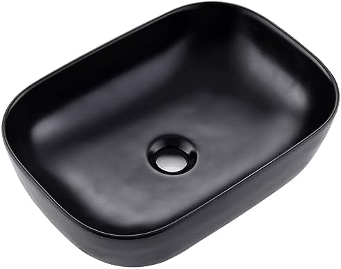 Modern Black Vessel Sink with Waterfall Faucet Durable Bathroom Sink