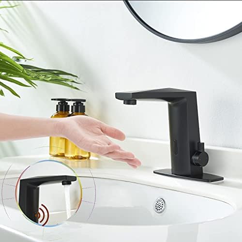Poopey Automatic Sensor Touchless Bathroom Faucet Chrome Hands-Free Sink Black