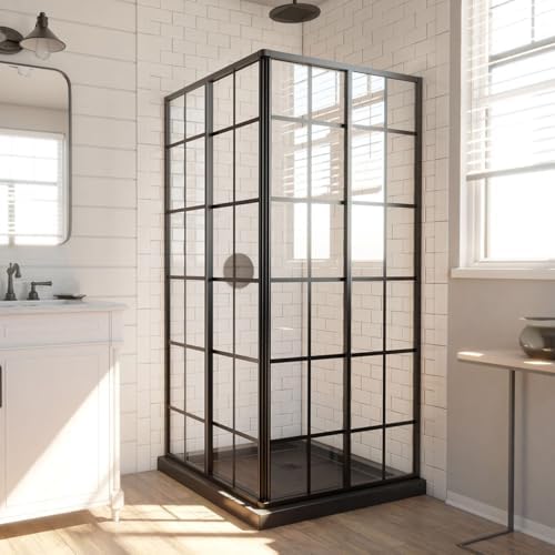 French Corner Walk-In Shower Enclosure Satin Black