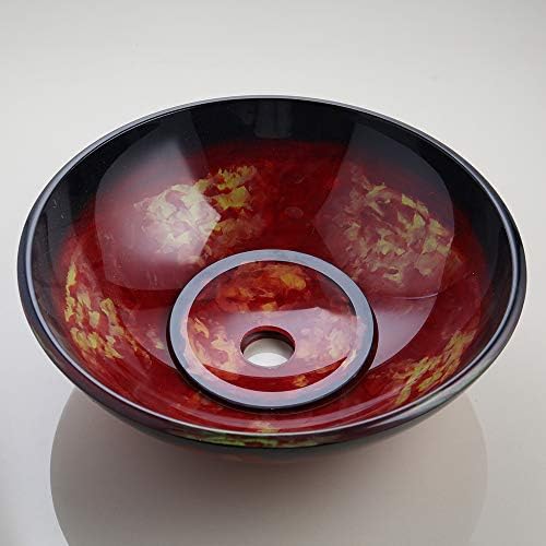HM HomeMieco Tempered Glass Vessel Bathroom Round Basin Sink BowlWaterfall Faucet Combo Set