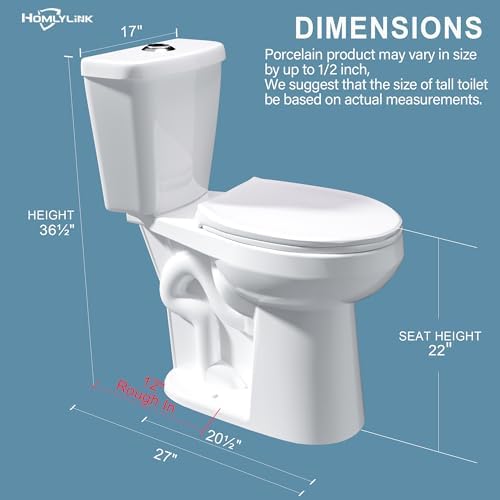 HOMLYLINK 21-Inch Tall Toilet for SeniorsExtra High Comfort Bowl