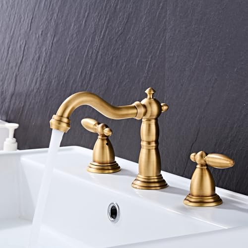 Antique GoldBlack 3-Hole Brass Faucet with Modern Handles