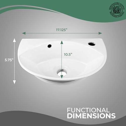 Stylish Wall-Mounted Bathroom Vessel Sink Juniper 17 In White Ceramic