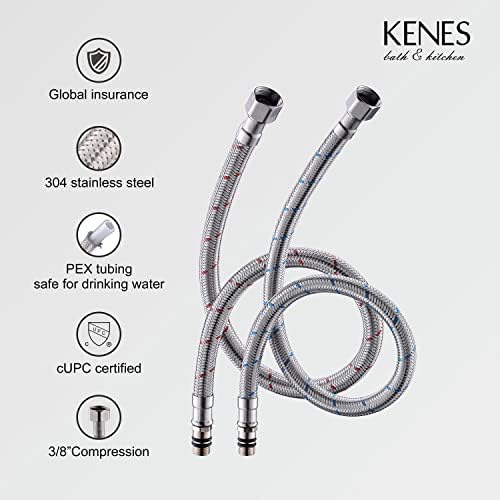 Kenes Brass Bathroom Faucet Modern Single Hole Sink Faucet with Pop Up Drain
