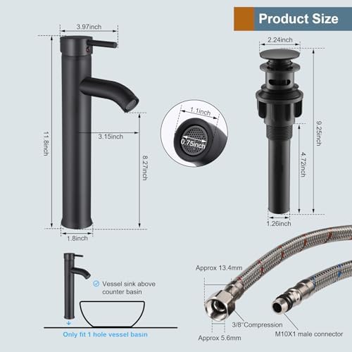 SGUVK Bathroom Sink Faucet Matte Black Single Handle DurableLow Profile Design